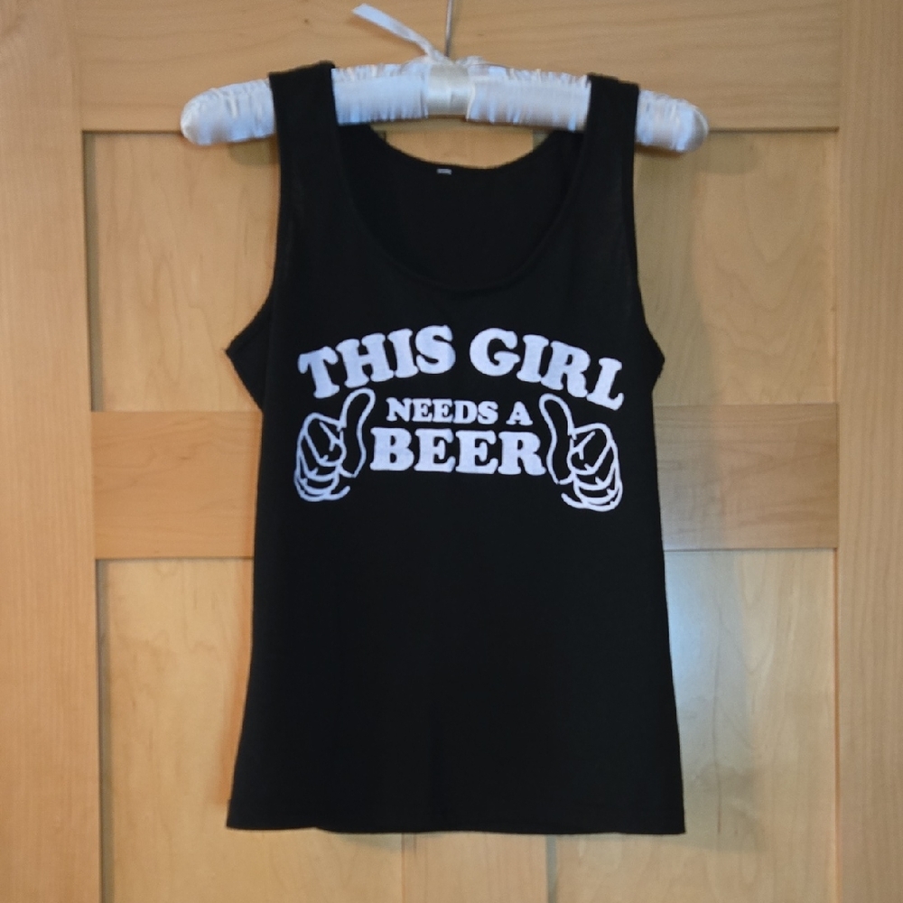Black Tank Top with White Graphic Print